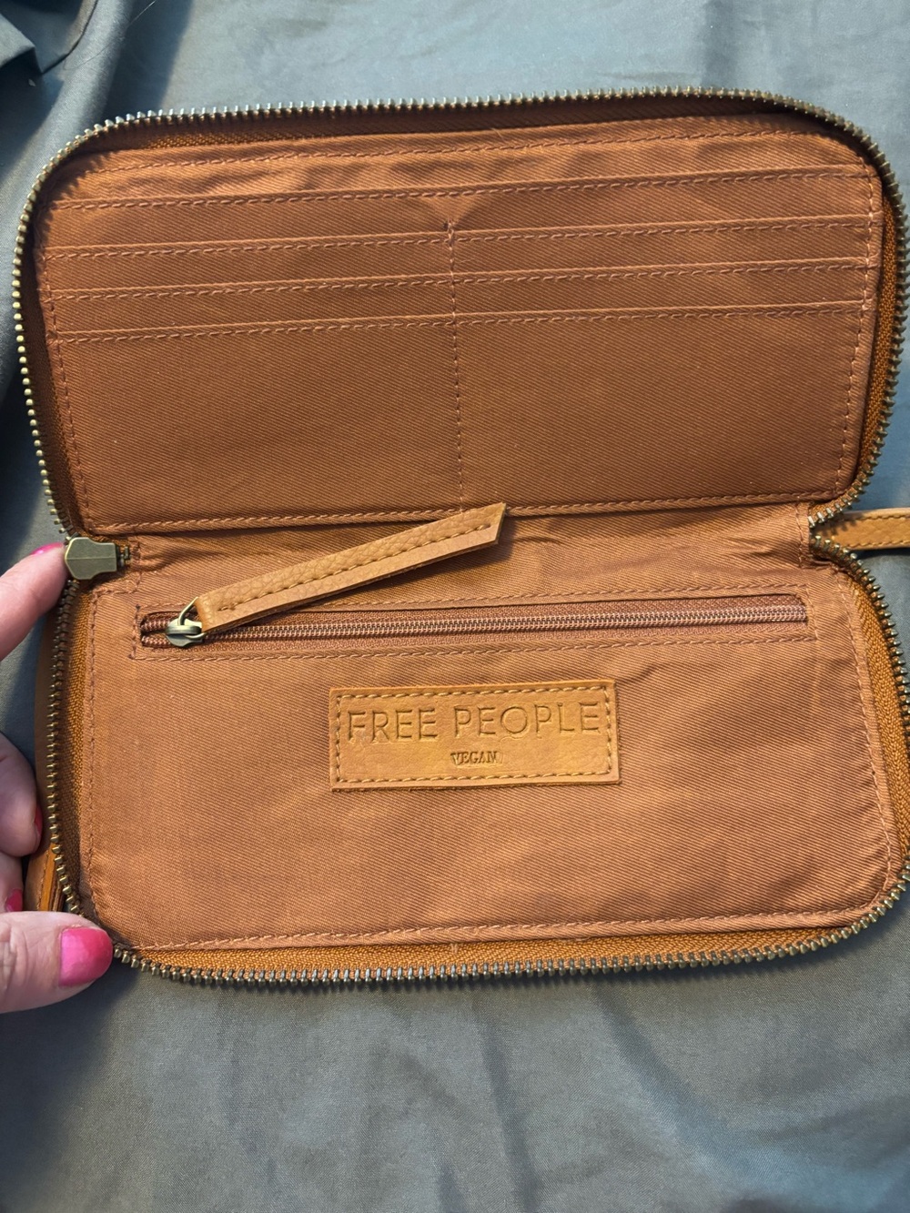 Free People Brown Zip-Around Card Wallet